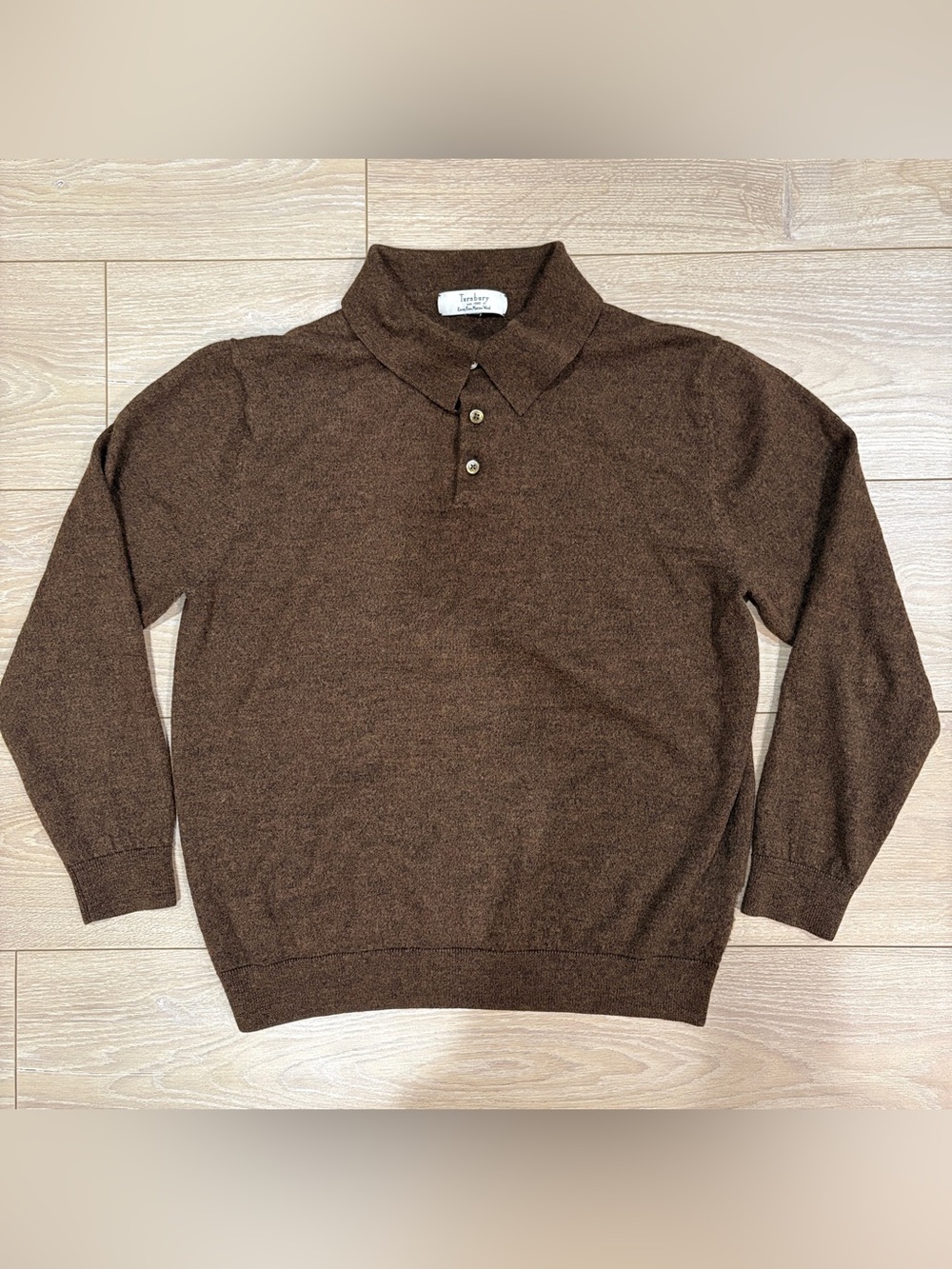 Turnbury 100% Extra Fine Merino Wool Long Sleeve Polo Sweater